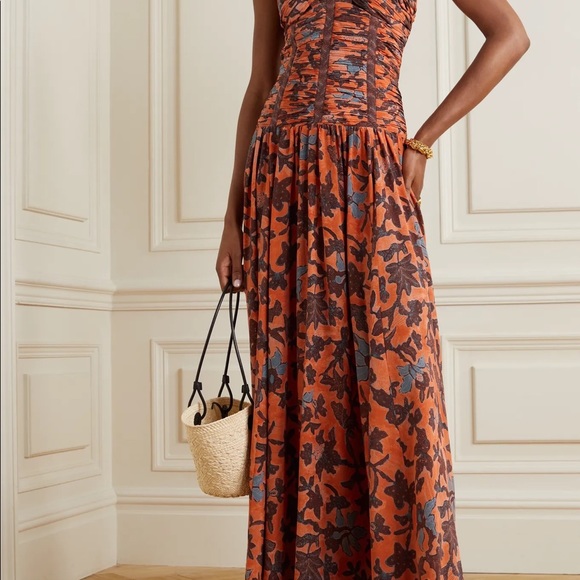 Anya open-back ruched floral-print silk-crepe maxi dress - Picture 2 of 12